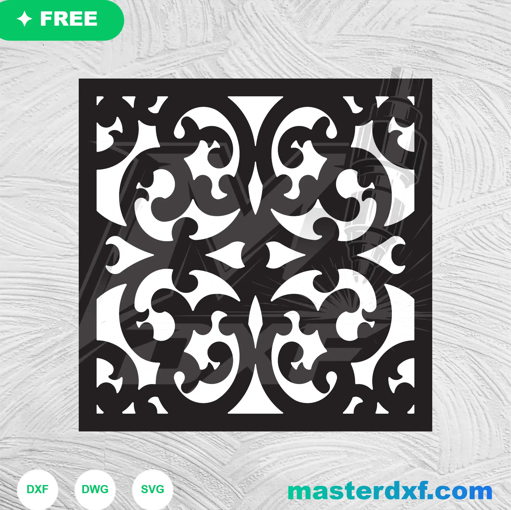 Classical Baroque Scrollwork Vignette Decorative Square File DXF File